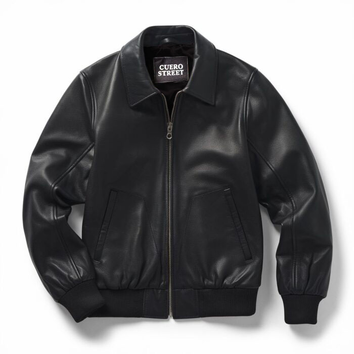 Cuero Street Front Black Leather Jacket