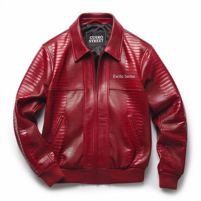 Cuero Street Dark Red Crocodile Leather Jacket