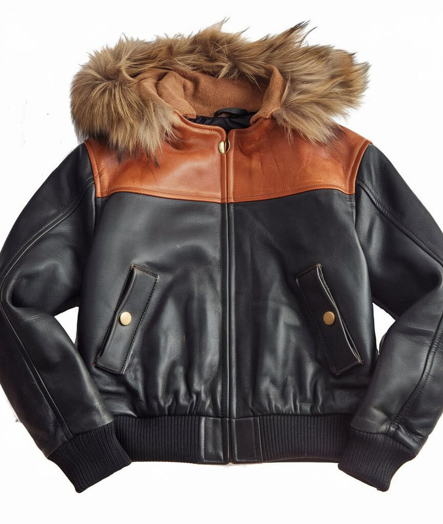 CUERO STREET FUR HOOD LEATHER JACKET