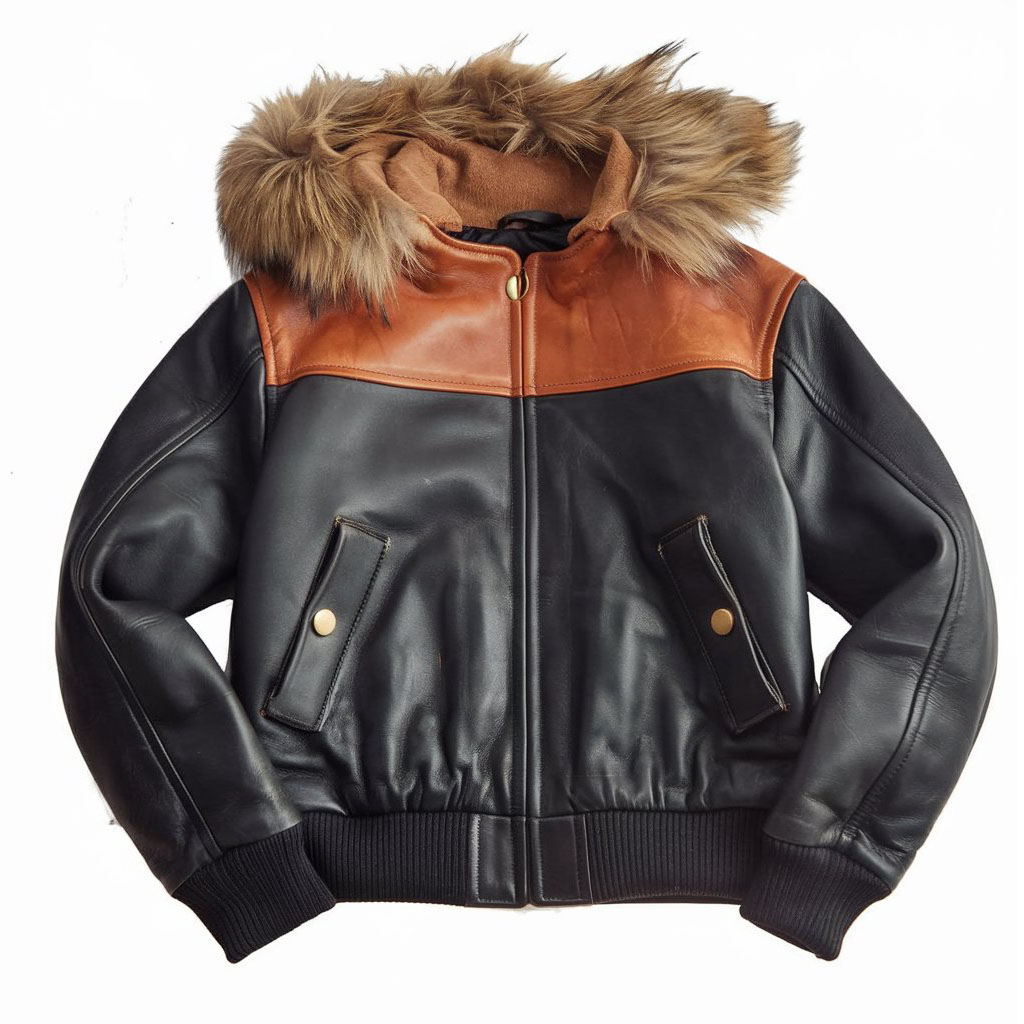 CUERO STREET FUR HOOD LEATHER JACKET