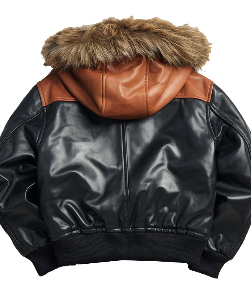 CUERO STREET FUR HOOD LEATHER JACKET