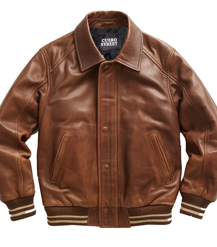 CUERO STREET BROWN BOMBER LEATHER JACKET