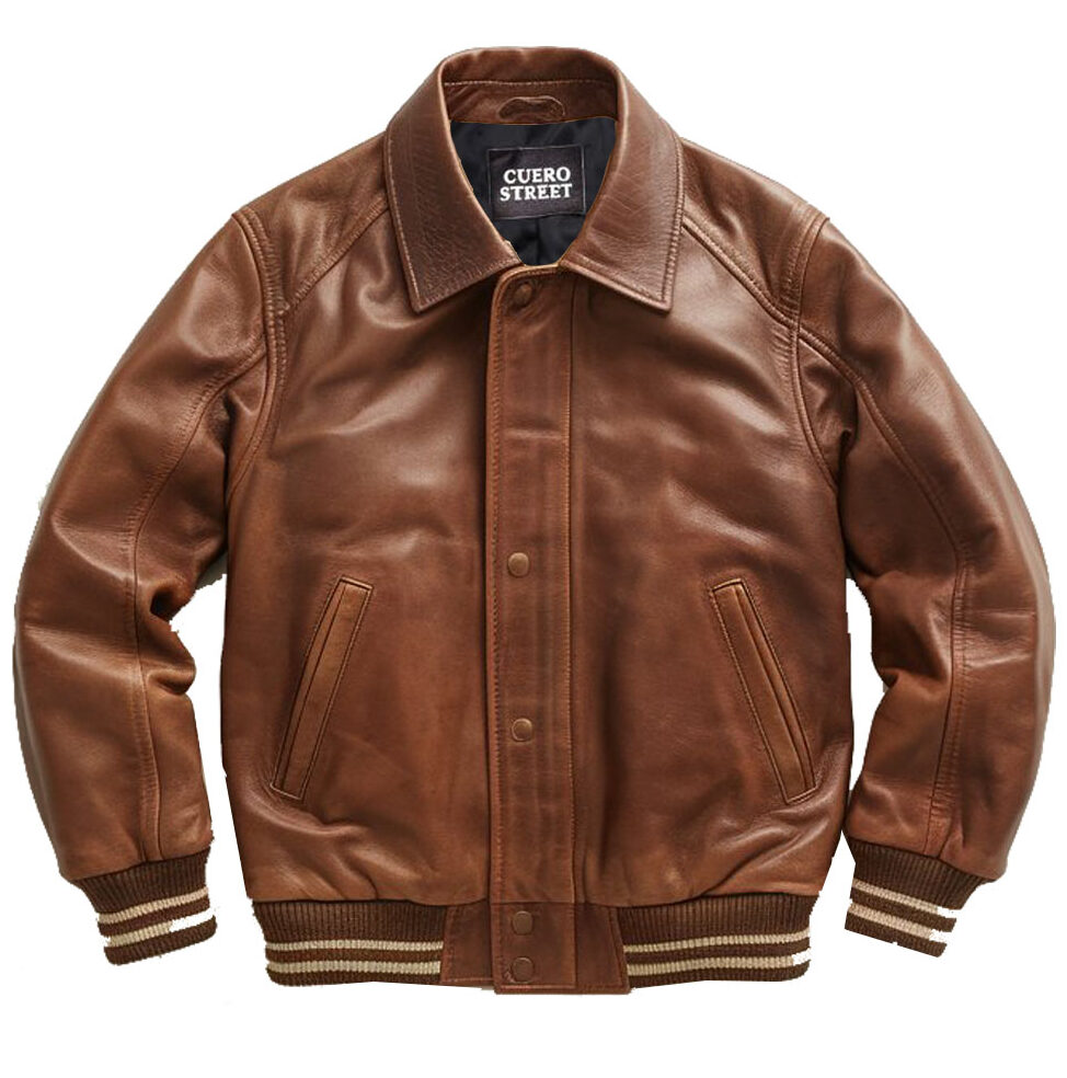 CUERO STREET BROWN BOMBER LEATHER JACKET